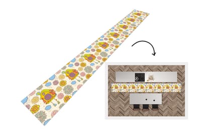 Keukenloper - Keukenmat - Koekoeksklok - Patronen - Paddenstoel - Bloemen - 400x50 cm - Keuken vloerkleed