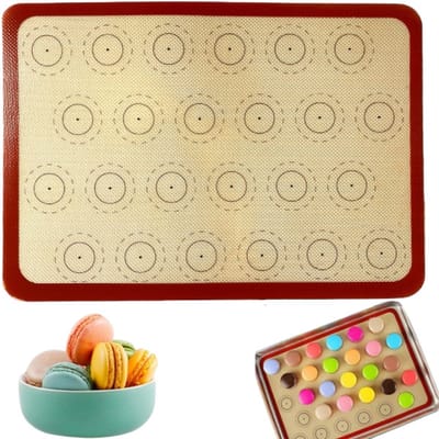1 stuk – Siliconen bakmat – Macaronmat – Uitrolmat – Antiaanbakkoekmat – Deegmat - Fondantmat – Gemakkelijk schoon te maken – Rood – 42x29,5 cm – Geschikt voor bakken, kneden van deeg, uitrollen van deeg, maken van macarons en gebak