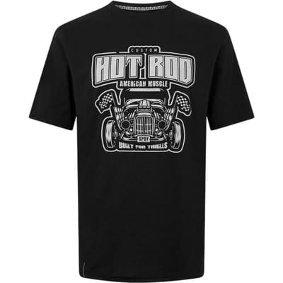 Threadbare T-shirt voor heren met hot rod-motief (Zwart)
