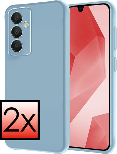 Hoesje - 2 Stuks - Geschikt voor Samsung Galaxy A16 - Sterk & Shockproof - Case Siliconen - Back Cover - Telefoon Hoes - Lichtblauw