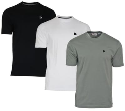 3-Pack Donnay - T-shirt (Vince) - Sportshirt - Heren - Black/White/Jungle green (675) - maat 3XL