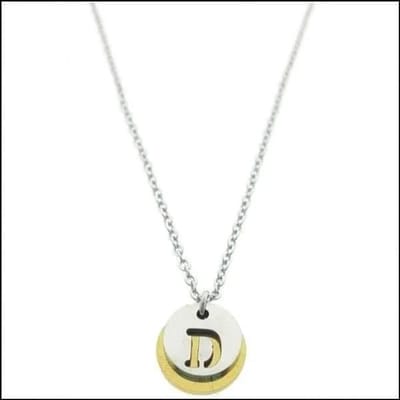 Aramat Jewels | Halskettingen | Stalen Initiaal Ketting met Ronde Letter Hanger – Gepersonaliseerde Ketting | D | |1,5mm | Staal | Volwassenen | Verkleurd niet