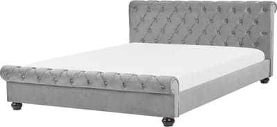 AVALLON - Tweepersoonsbed - Lichtgrijs - 180 x 200 cm - Fluweel