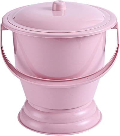 Kamerpot met deksel - Draagbaar toilet - Thuiszorg en reizen - Antislip en wasbaar - 23.7 cm hoog - Roze
