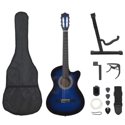 vidaXL - 12-delige - Gitaarset - met - 6 - snaren - western - klassiek - 38" - blauw