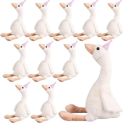 61016 Stuks Eén Gekke Gans Verjaardagsdecoratie 11,8 Inch Gans Knuffel met Roze Blauwe Hoedjes Mini Verjaardagsfeest Hoedjes (as the picture,30cm) white