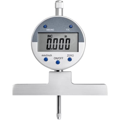 Dieptemeter, Dieptemicrofoon Digitale Elektronische Indicator 0-558,8 mm Meetbereik, 0,01 mm Resolutie, Precisie Eenheidconversie met 4 Aambeelden,