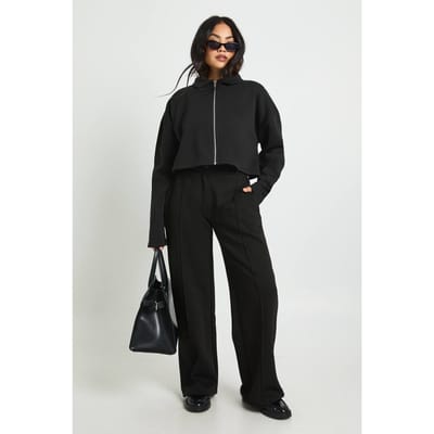 boohoo Dames Korte Bomberjack En Getailleerde Joggingbroek Trainingspak | Black | Maat: XL