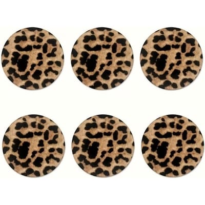 6 Stuks Leopard Print Onderzetters Die Vocht Absorberen, Geschikt voor Dranken, Thee- en Koffiekopjes Dierenpatroon voor Huis- en Restaurantdecoratie 6pcs