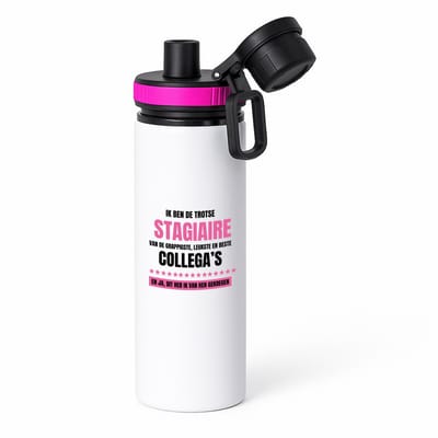 Hacebo® - De trotse stagiaire waterfles met draaidop roze - Stagiair - beste stagiaire - werk - afscheidscadeau - verjaardagscadeau - kado - water fles - 850ML