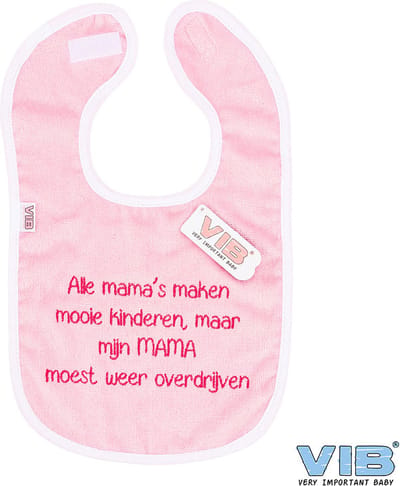 VIB® - Slabbetje Luxe velours - Alle mama's maken mooie kinderen (roze-wit) - Babykleertjes - Slabbetjes - zwangerschap aankondiging - baby aankondiging