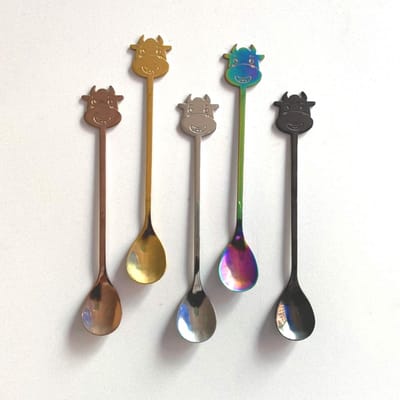 Stainless steel koffie lepel met koeienontwerp - schattige roerlepel voor koffie, thee, melk en desserts