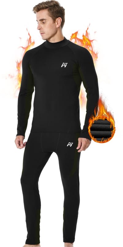 MEETHOO Thermo Ondergoed set voor Heren - Thermokleding Heren-Zwart-S