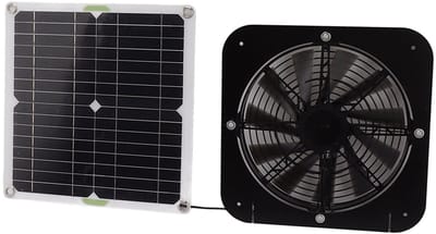 Dubbele Zonneventilator Set, Waterdicht & Draagbaar, Rond Raammodel, Geschikt voor Camping, Kas & Kippenhok