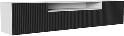 TV-kast Noe, woonwand, lowboard, tv-standaard, woonwand, woonkamer, tv-board, woonkamermeubels, televisie, highboard, TV-kast, tv-lowboard, 200 cm, 3 deuren, wit, zwart