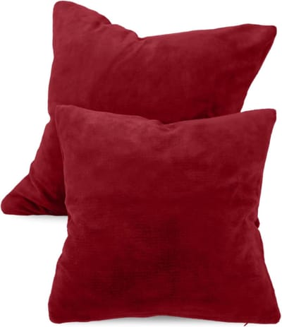 SnelShoppen - 2x Kussenhoezen 50x50 cm - Fluffy Coral Fleece in Bordeau - Zachte Polyester Kussen Covers voor Woonkamer, Slaapkamer, Tuin - Modern en