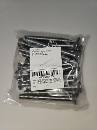 Verzonken Schroeven M10 x 100 mm Roestvrij Staal V2A A2 DIN 7991 Binnenzeskant 20 Stuks