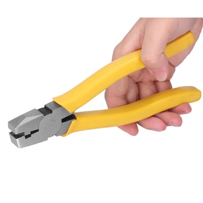 7,9 inch Roestvrijstalen Flenspincet Driehoekig Rechte Hoek Falspincet met Antislip Handvat yellow