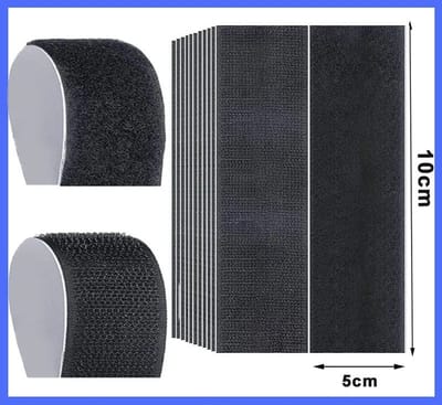 WiseGoods Luxe Klittenband Set Van 10 Stuks 5x10CM - Sterke Bevestigingstape Voor Textiel & Hobby Gebruik - DIY - Naaien - Zwart
