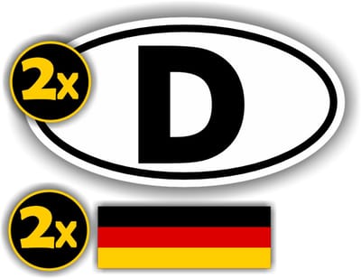 Jerma - D - Duitsland - Vlag - Auto - Sticker - 2x ovaal 13x7 cm - 2st 7x2.5 cm - Vinyl - zelfklevend
