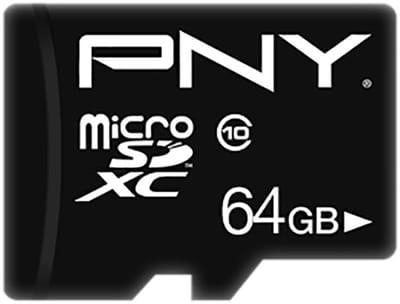 PNY, 64GB MicroSD-geheugenkaart, klasse 10, prestatie Plus, model 50 Mb/s, Zwart