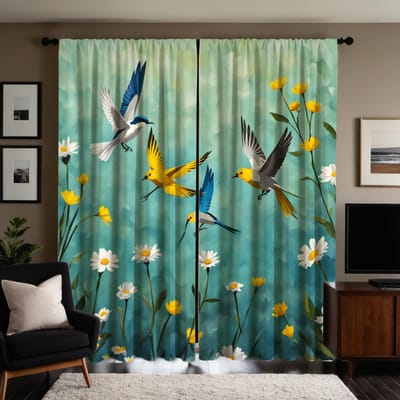 2 pièces HD moderne luxe léger géométrique rideau décoratif Système de couleurs rideau imprimé numériquement Décoration de style décoration de la maison W52H63inchW132H160cm blue