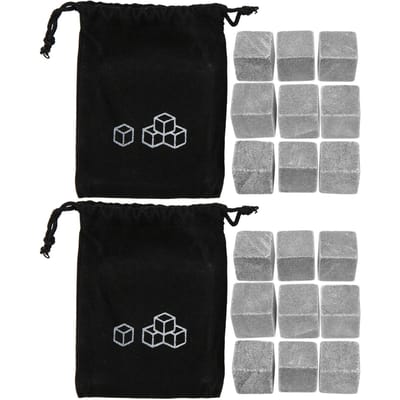 2 Sets 9pcs/Set Pierres à Whisky Glaçons à Siroter Refroidisseur Réutilisable Pierres Refroidissantes pour Boissons et Vin