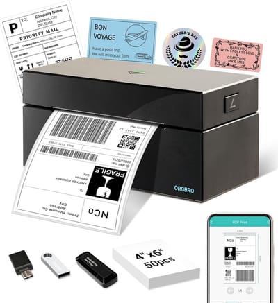 Verzendlabelprinter - Labelprinter - Snel Labels Printen - Inktloze Thermo Technologie - 4x6 Inch - Zwart