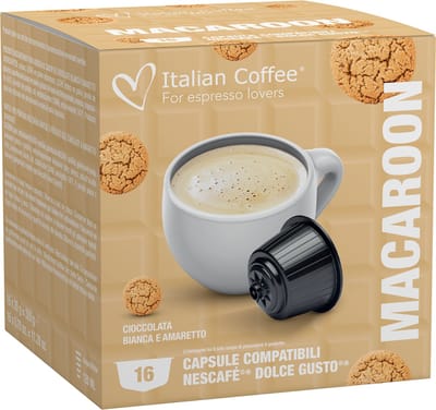 Italian Coffee - Macaron (Witte chocolade en Amaretto)  - 16x stuks - Dolce Gusto compatibel