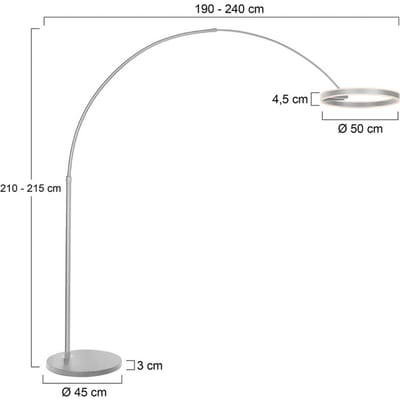 Staalkleurige vloerlamp Ringlux 4130ST - Modern, hoogte verstelbaar, draaibaar en uitschuifbaar - Steinhauer - Perfect voor binnengebruik met 4000 Lumen verlichting