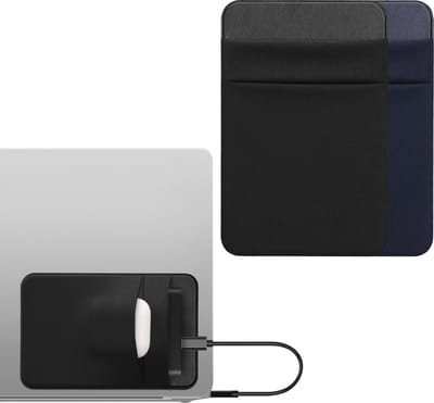 kwmobile 2x harde schijf hoes geschikt voor SanDisk Portable SSD, Samsung T7, Crucial X8, HDD hoesje - 13 x 8,3 cm - Met 2 opbergvakken - Externe SSD houder in zwart / donkerblauw