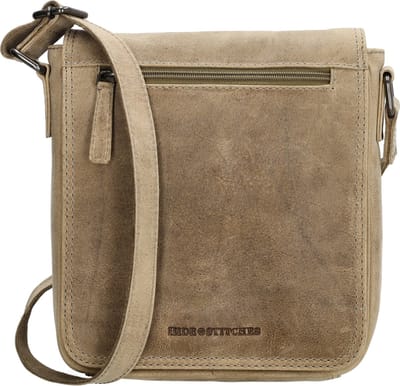 Hide & Stitches Idaho Messenger bag - Schoudertas - Crossbody - Leer - Overslag - Donkerzand - 100% Leer