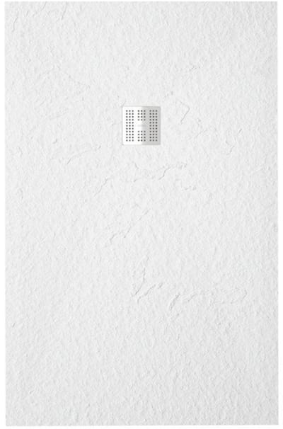 FugaFlow Eccelente Anto Douchebak - 100x90cm - antislip - antibacterieel - mineraalmarmer - rechthoek - mat wit