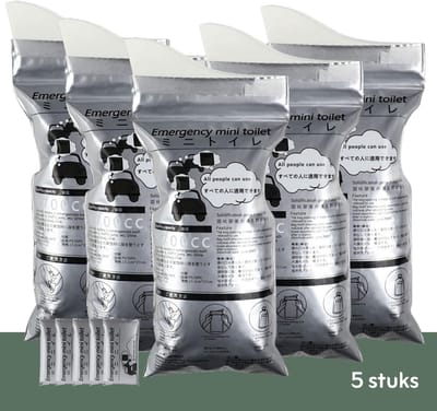 Tuinstra® Noodtoilet – Draagbaar Toilet - Wegwerp Urinaalzak – 5 stuks – Unisex – 700 ml – Lekvrij – Geurloos