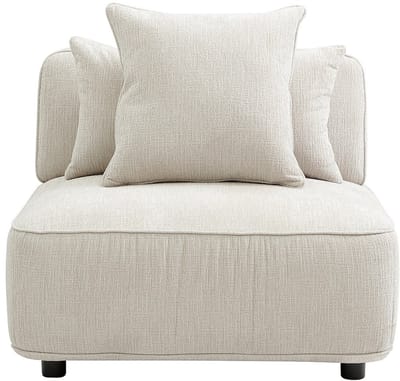 Vente-unique Fauteuil in beige chenillestof LELACO