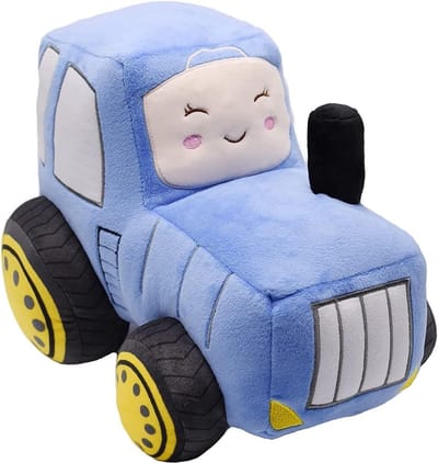 Zachte 30 cm Tractor Pluche Kussen en Speelgoed voor Kinderen, Perfect Cadeau voor Verjaardag en Kerstfeest, Cartoon Truck Kussen (Blauw)