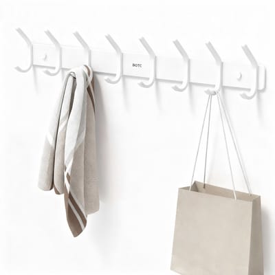 BOTC Kapstok - Wandkapstok - 16-haken - 55cm - Muur Kapstok Hangend - Aluminium - Wit