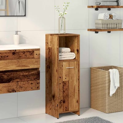 vidaXL - Badkamerkast - 30x30x95 - cm - bewerkt - hout - oud - houtkleurig
