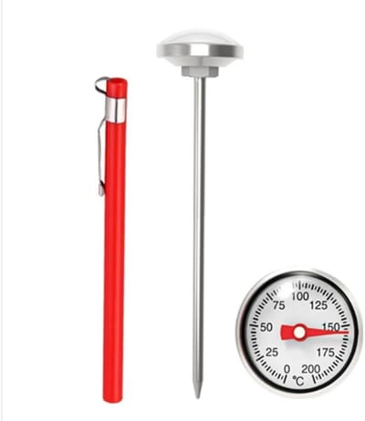 Keukenthermometer - digitale thermometer met lange sonde - Direct Afleesbare Vleesthermometer – Zakformaat Melk & Koffie Thermometer – Vaatwasserbestendig Rood – Voor Oven, Bakken & Voedselbereiding