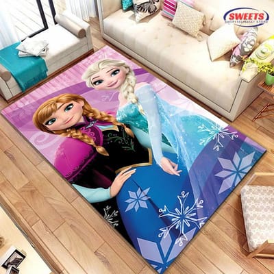 Frozen Elsa en Anna Prinses 3D HD Print Tapijt voor Woonkamer Kinderkamer Sofa Deurmat Vloerkleed Antislip Decor Mat 40x60cm (16x24in)