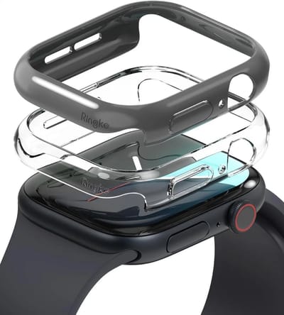 Ringke Slim Hoesje (2-Pack) Geschikt voor Apple Watch 11/10 series 46MM - Bumper Case - Lichtgewicht - Transparant & Donker Grijs