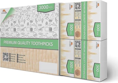 Bamboe Tandenstokers 3000 Stuks - Dubbelpunts Houten Prikkers voor Hygiëne en Hapjes