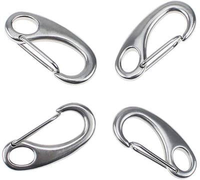 Dailygoods - 4 Stuks Roestvrij Stalen Karabijnhaken - 50 mm - Sterk en Duurzaam