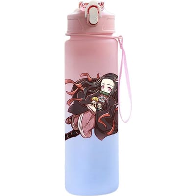 Anime Demon Slayer 750ML Waterfles Anime Cartoon Grote Capaciteit Drinkbeker Draagbare Buitensport Waterbeker Kinderen Cadeau wit