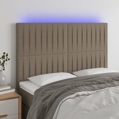 vidaXL - Hoofdbord - LED - 144x5x118/128 - cm - stof - taupe
