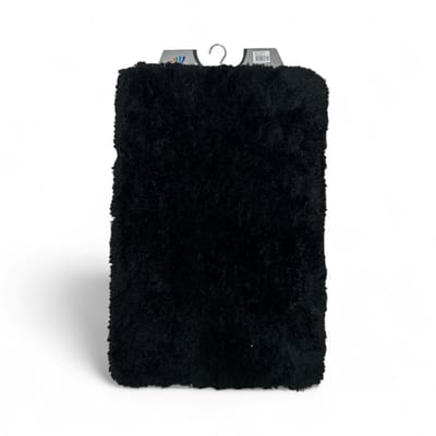 Wicotex - Badmat Bergen uni Zwart - Badmat - Antislip onderkant - Afmeting 60x90cm - Fluffy zacht