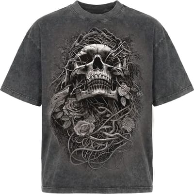 Spiral T-shirt - Acid reaper - Box T-Shirt Acid Wash - S tot XL - voor Mannen - grijs