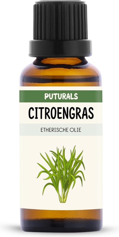 Puturals Citroengras Olie 100% Natuurlijk - 30ml - Puur en Vegan - Lemongrass Olie voor Huid, Haar en Aromatherapie