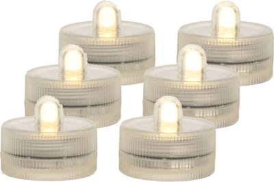 Ideas4seasons LED waxinelichtjes/theelichtjes voor onder water - set van 6x - warm wit - zinkend