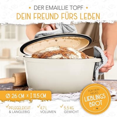Gietijzeren Pan voor Brood Bakken met Gistmand en Accessoires - 26 cm